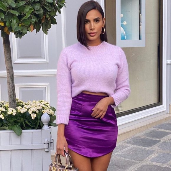 BLOGGER'S FAVE! Zara Purple Satin Effect High Waist Skirt NWT - Picture 5 of 13